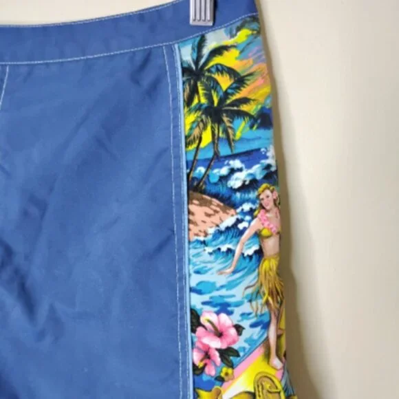 VTG Y2K Old Navy Swim Shorts Low Rise Hawaiian Beach Surf Size 10 - Picture 4 of 7